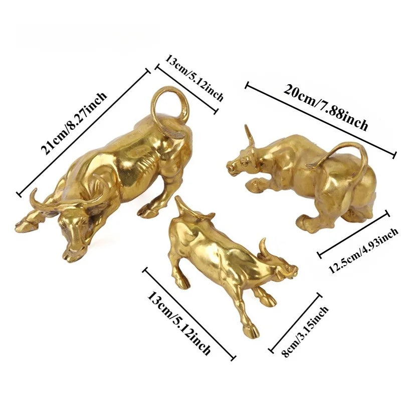 Afralia™ Golden Bull Figurine Sculpture - Stock Market Office Decor & Holiday Gift