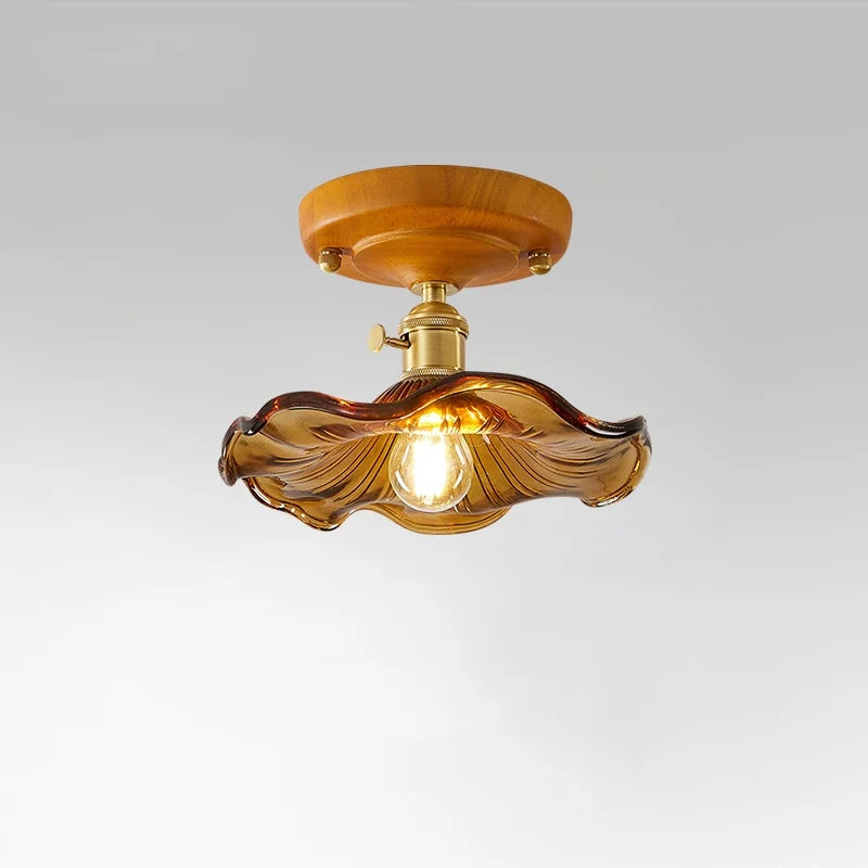 Afralia™ Brass Glass Ceiling Lamp Modern LED Light Fixture - Elegant Home Decor