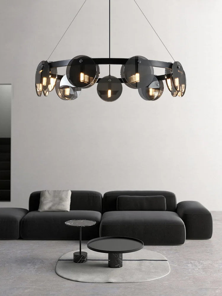 Afralia™ Nordic Grey/Gold Glass Pendant Light for Living Room, Dining Table, Kitchen Island