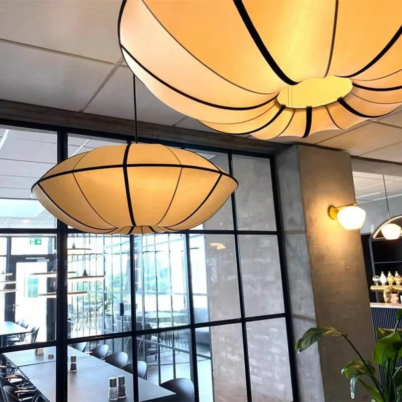 Afralia™ Vintage Fabric UFO Ribbon Pendant Light for Home Decor and Kitchen Island