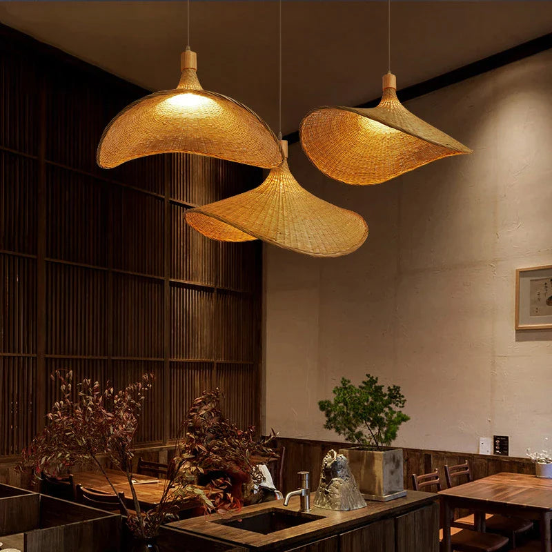 Afralia™ Bamboo Chandeliers LED Pendant Lights for Vintage Indoor Decor