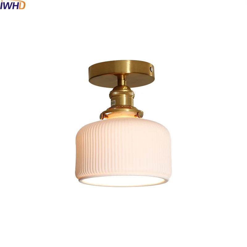 Afralia™ LED Copper Ceramic Ceiling Light for Home Indoor Modern Lighting
