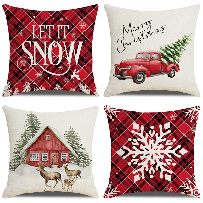 Afralia™ Christmas Snow Elk Pillow Cover for Festive Home Decor