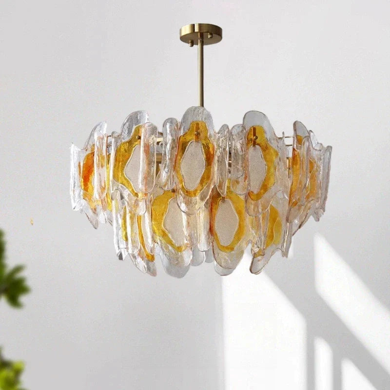 Afralia™ French Amber Glass Chandelier for American Living Spaces