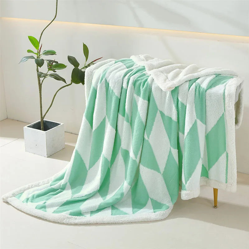 Afralia™ Geometric Lamb Wool Blanket: Soft Multi-Purpose Sofa Cover for Autumn Winter