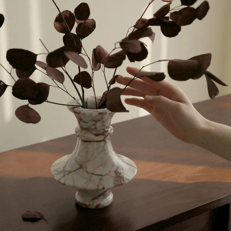 Afralia™ Calacatta Red Marble Vase - Home Decor Accent