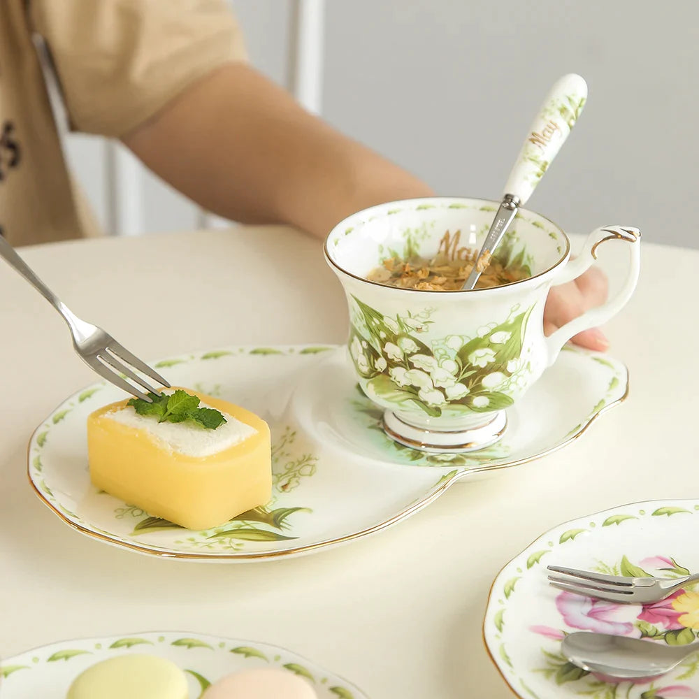 Afralia™ Vintage Phnom Penh Coffee Cup Set in Bone China for Home Office