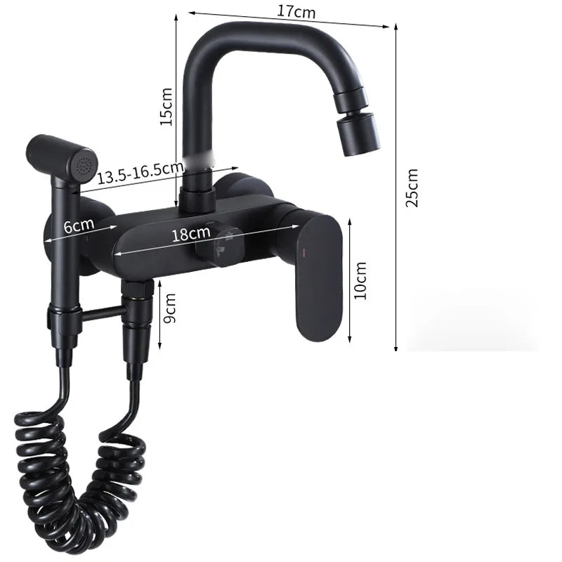 Afralia™ Dual Hole Kitchen Mixer Tap Black Brass Chrome Kitchen Faucet