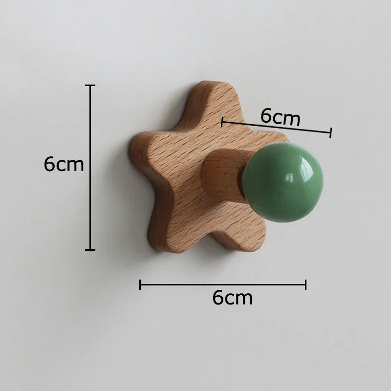 Afralia™ Star Wood Hook Wall Storage Holder Shelves