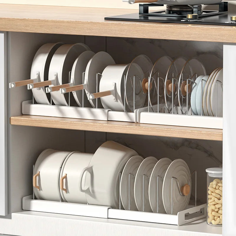 Afralia™ Kitchen Organizer: Expandable Storage Rack for Cabinets with Drawer and Cutting Board Slot