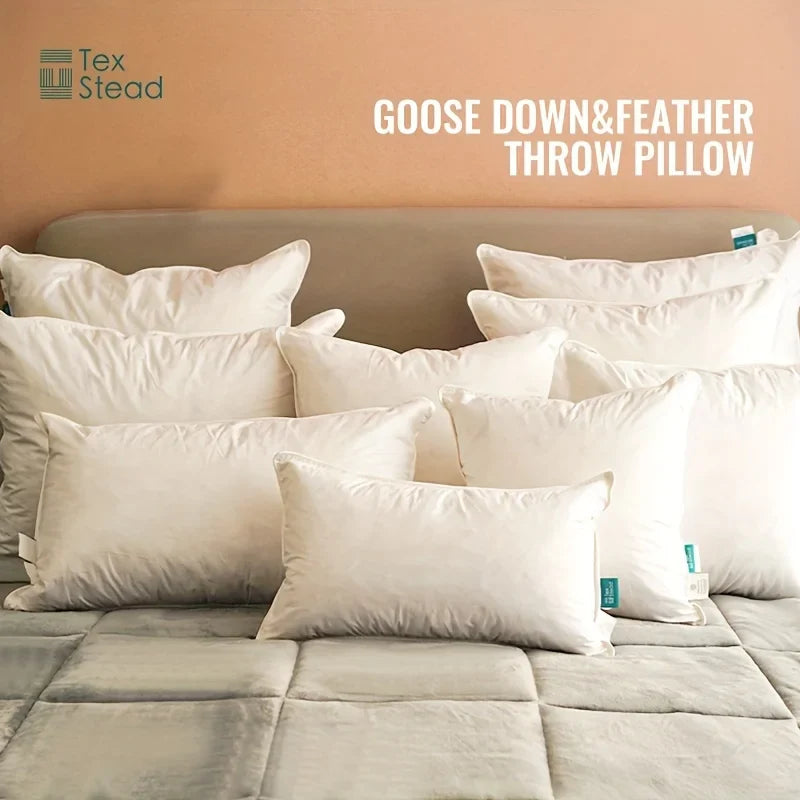 Afralia™ Goose Feather Insert Pillow - White, Bed & Couch Decorative Pillows