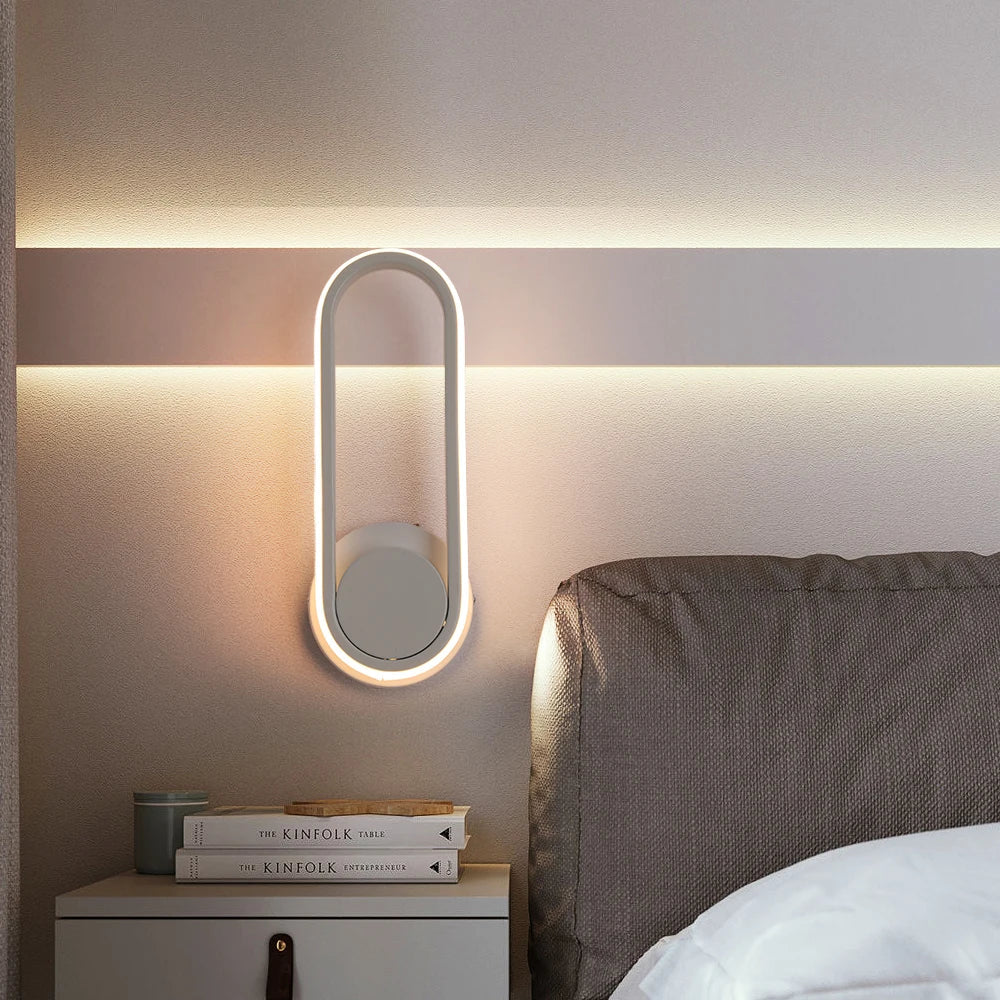 Afralia™ Modern White LED Wall Sconce Rotational Light Fixture for Bedroom Living Room