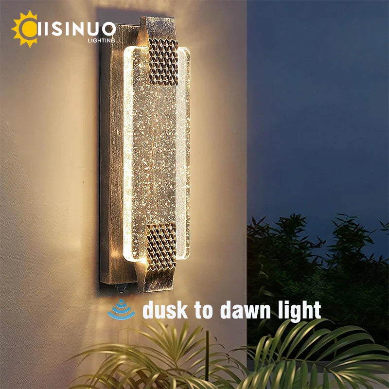Afralia™ Crystal Bubble Glass LED Outdoor Wall Sconce for Porch and Garden