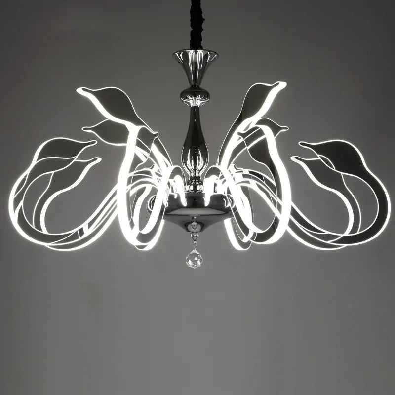 Afralia™ Swan Chandelier: Chic Spider Design, LED Salon Lighting for Bedroom and Living Room