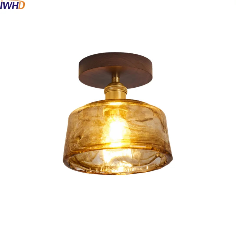 Afralia™ Copper Wood LED Ceiling Lamp Modern Indoor Lighting Fixtures