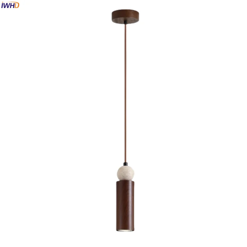 Afralia™ Vintage LED Pendant Light Fixture Iron Yellow Travertine Hanging Lamps Luminaire