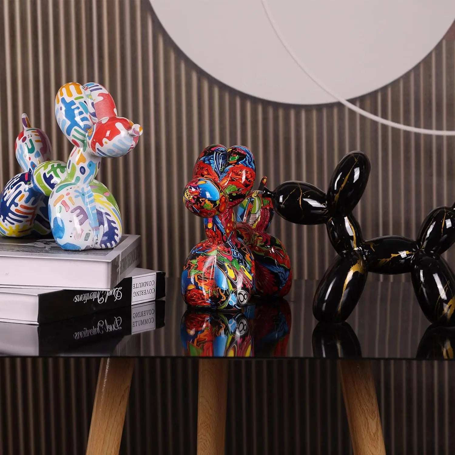 Afralia™ Colorful Balloon Dog Statue | Modern Home Desktop Decoration