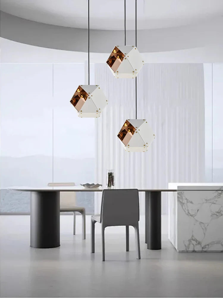 Afralia™ Modern Stainless Steel Pendant Lights for Dining Table - Black Gold Hanglamp
