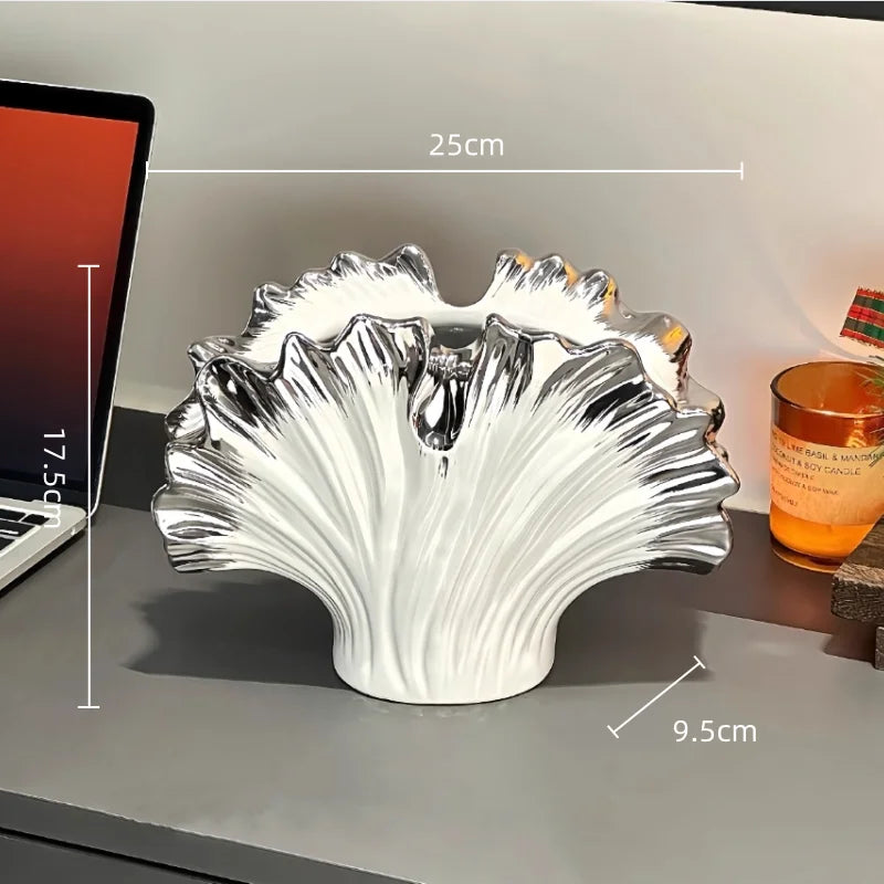 Afralia™ Silver Shell Vase for Home Decor and Flower Arrangement