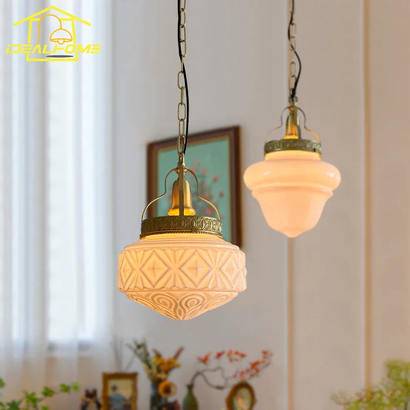 Afralia™ Gold Lustre Glass Pendant Light LED E14 for Restaurant Bar Bedroom