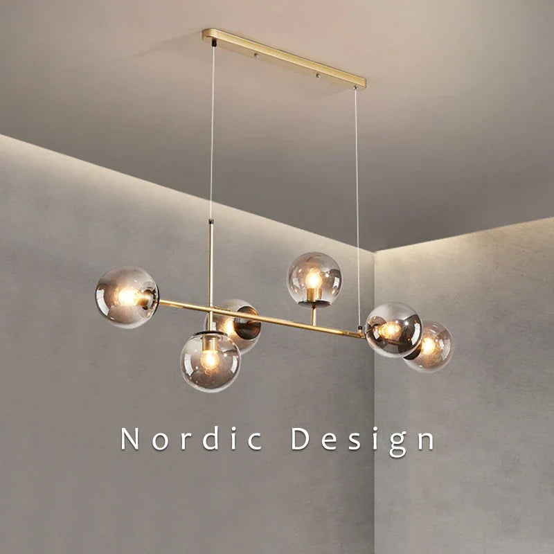 Afralia™ Glass Ball Ceiling Chandelier for Kitchen Dining Living Room