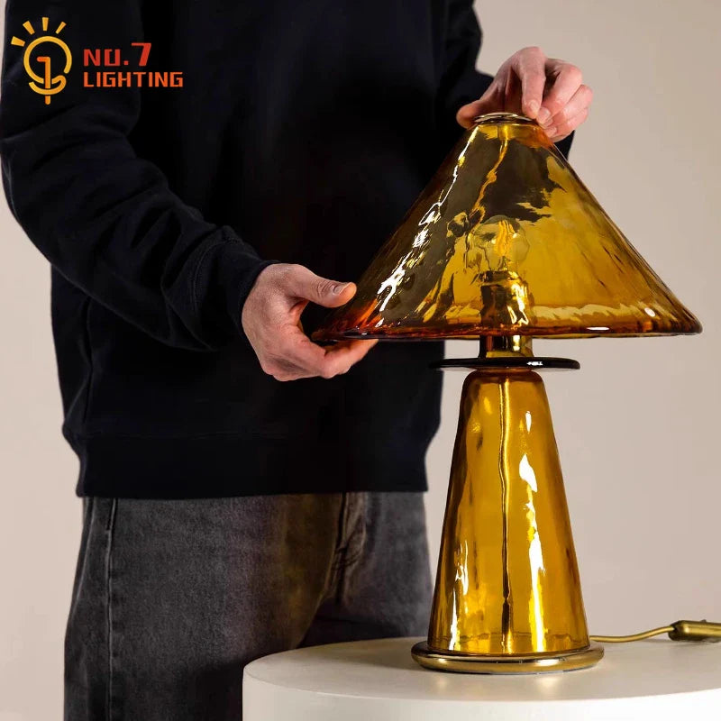 Afralia™ Retro Glass Table Lamp LED E27 Medieval Style Luxury Desk Light