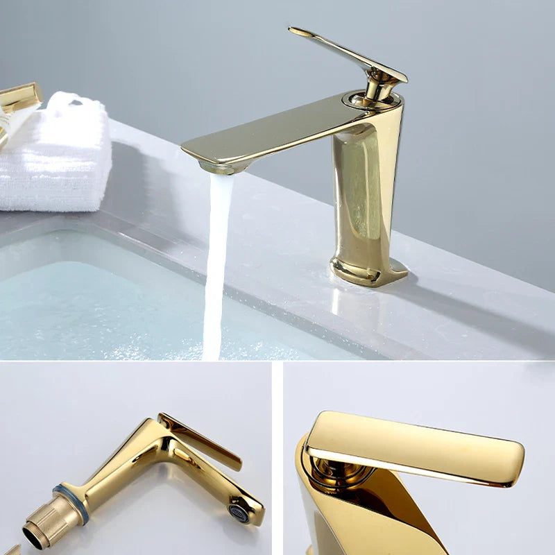 Afralia™ Gold Basin Mixer with Single Handel for Bathroom Vanity, Chrome Finish