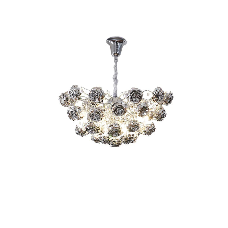 Afralia™ Stainless Steel Rose Chandelier: Luxury Chrome Ceiling Light for Hotel Villa Decor