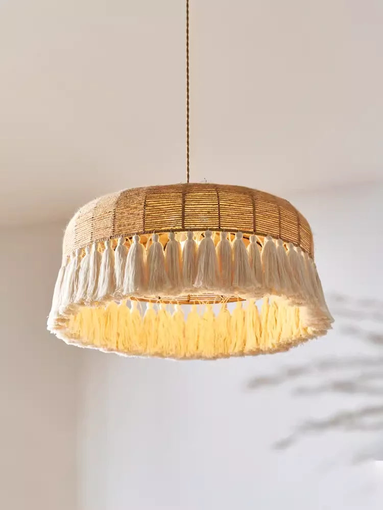 Afralia™ Hemp Rope Ceiling Chandelier: Japanese-Inspired Twine Pendant Lights for Home Decor