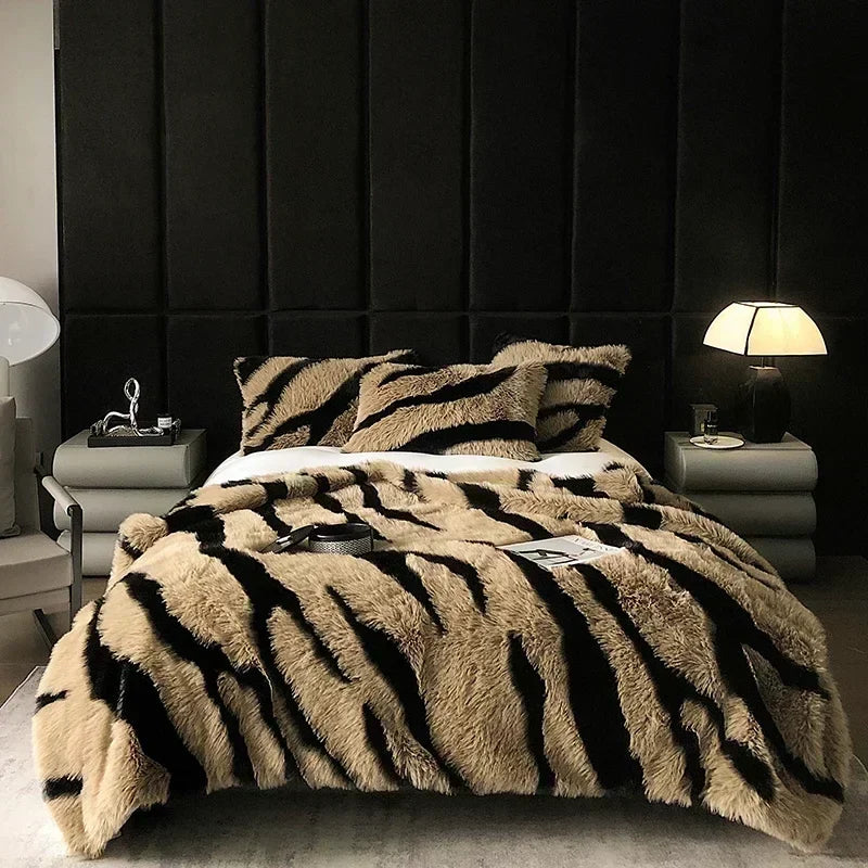 Afralia™ Faux Fox Fur Warm Plush Blanket for Bed and Sofa