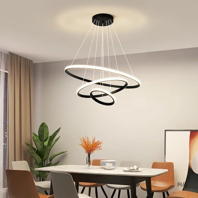 Afralia™ Circles Chandelier Pendant Lamp 3 Rings Ceiling Light