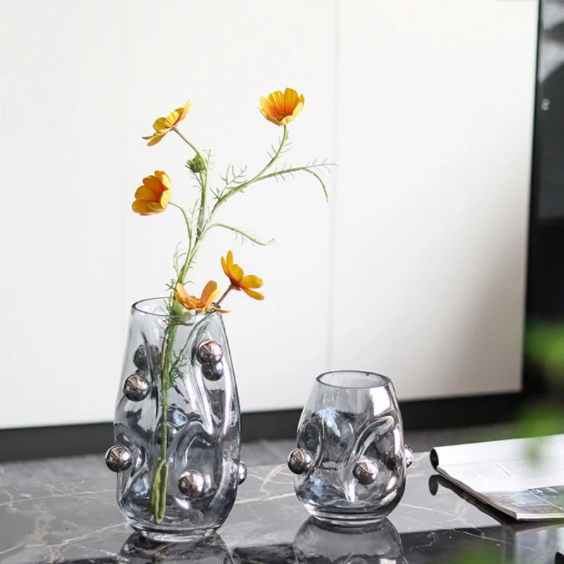 Afralia™ Geometric Silver Sphere Glass Vase - Hydroponics Terrarium & Home Decor