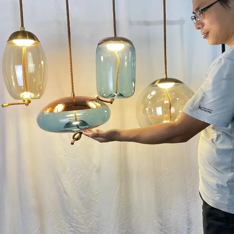 Afralia™ Scandinavian Knot Glass Pendant Lights Luminaria - Nordic Style Bedside Hanging Lamp