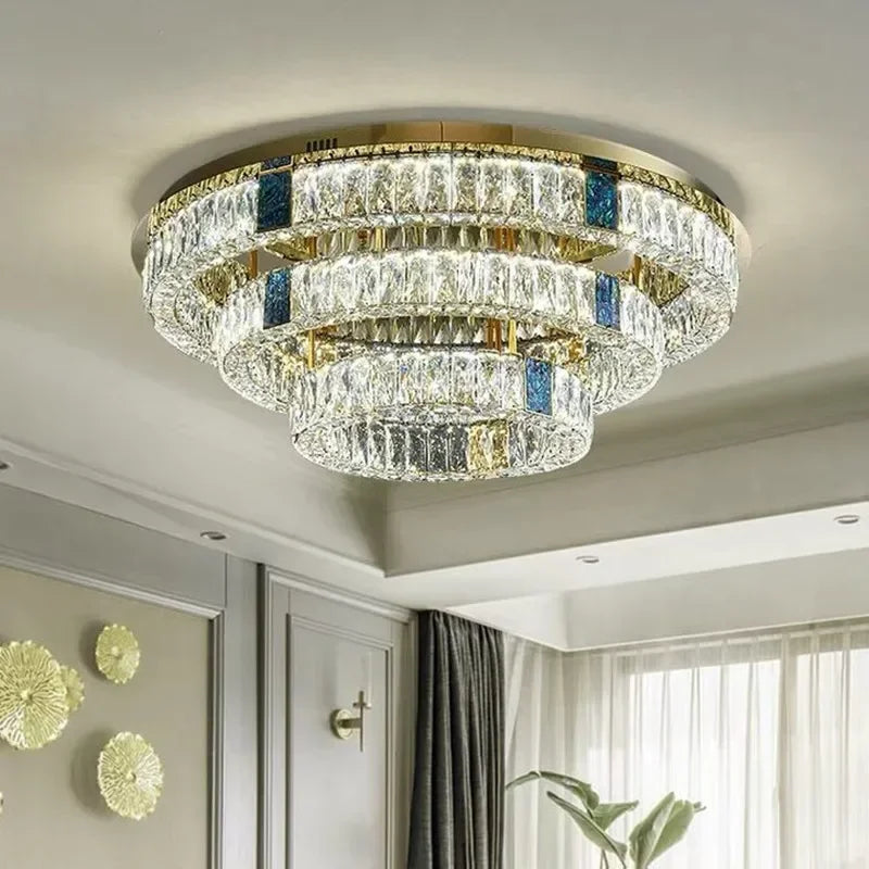 Afralia™ Crystal LED Ceiling Lamp: Modern Stainless Steel Chandelier for Living Room, Bedroom & Kitchen.