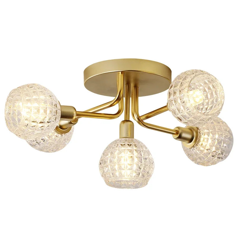 Afralia™ Gold Glass Ceiling Lamp. Modern Round Corrugated Design for Bedroom, Living Room, Cloakroom.
