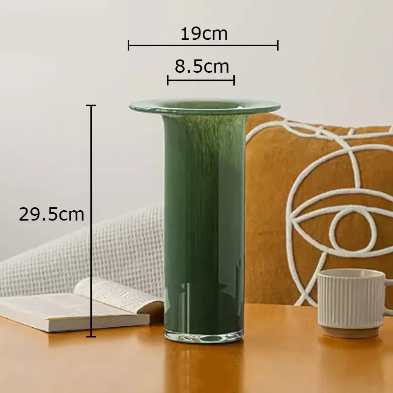 Afralia™ Jade Trumpet Glass Vase Hydroponics Flower Pot Desk Decoration