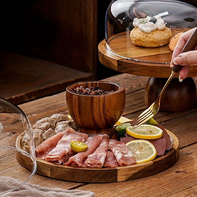 Afralia™ Acacia Wood Cake Tray: Elevate Your Dessert Display