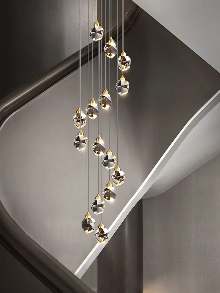 Afralia™ Nordic Crystal Chandelier for Living Room Villa Ceiling - Staircase Pendant Lamps