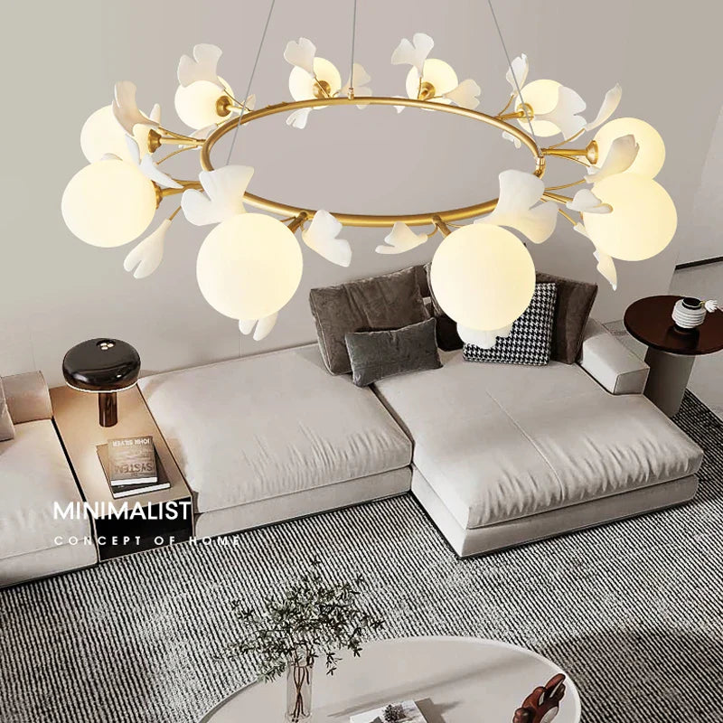 Afralia™ Glass Ball Chandelier: Nordic Magic Bean Copper Hanging Lamp for Living Room