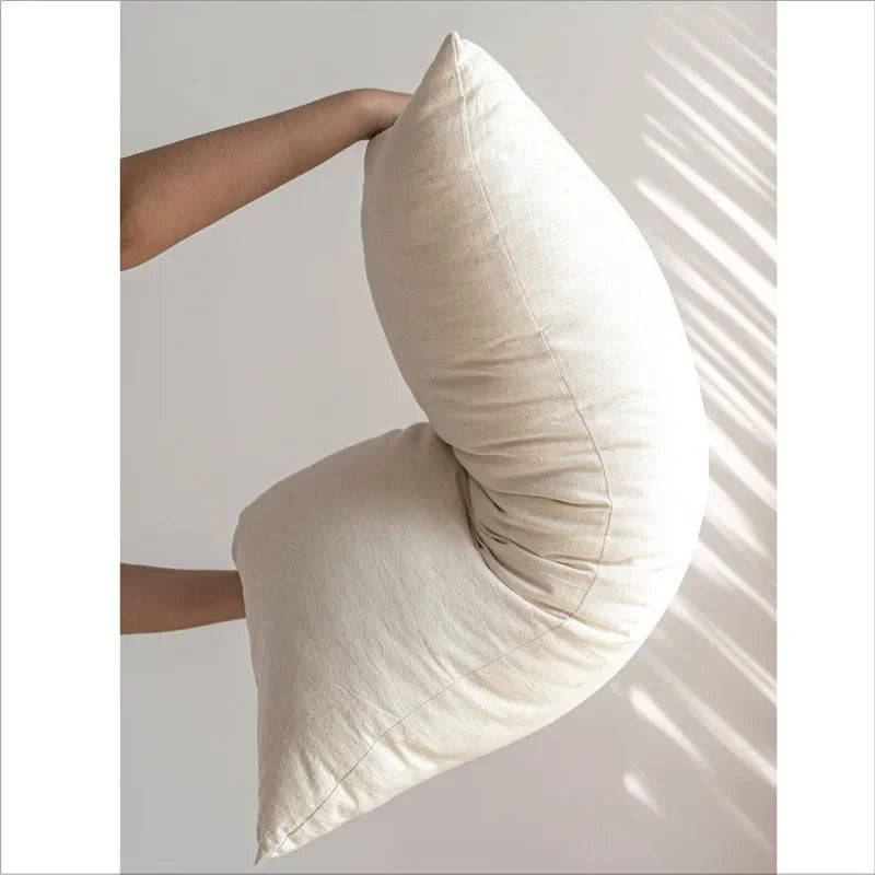 Afralia™ Solid Color Linen Cotton Pillow for Hotel Home - Rectangle Neck Pillows