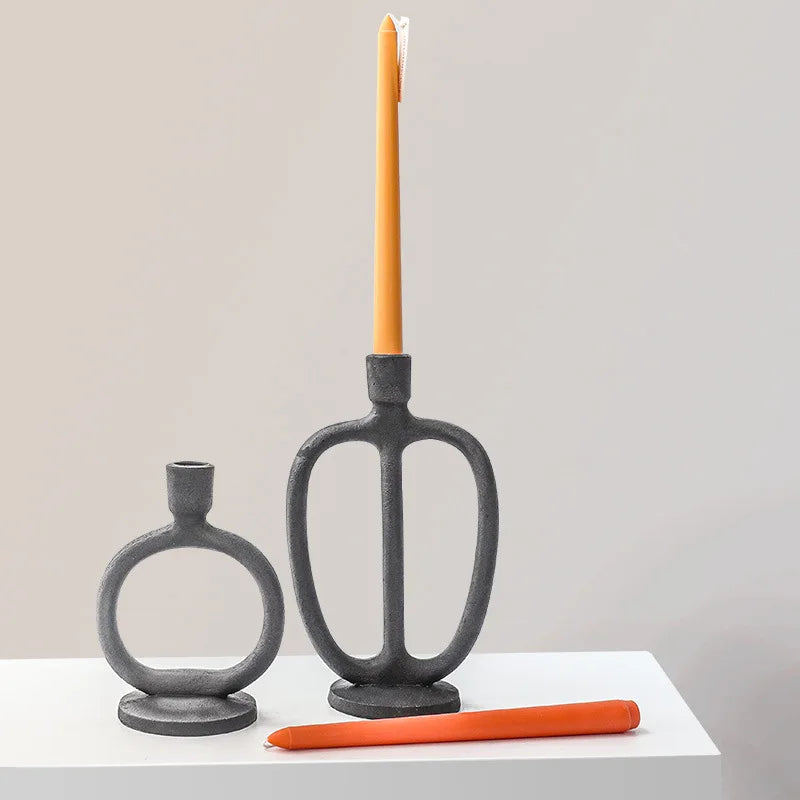 Afralia™ Ceramic Frosted Candlestick Holder for Nordic Retro Home Decor