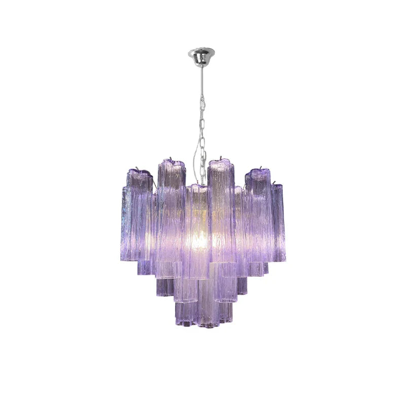 Afralia™ Purple Plum Glass LED Chandelier for Dining Room Ceiling Lighting