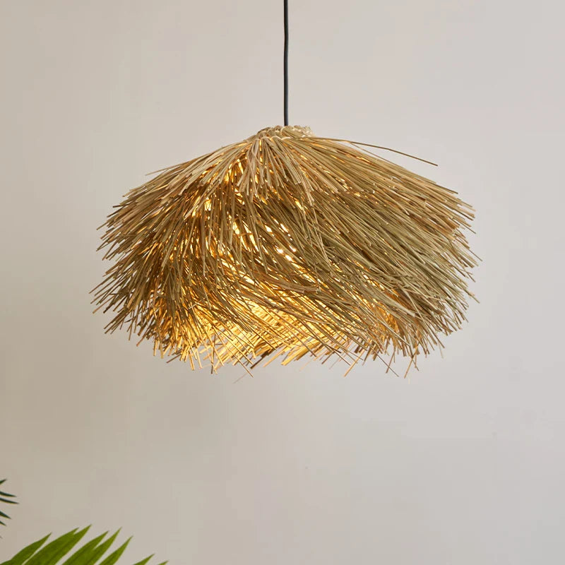 Afralia™ Wabi Sabi Ceiling Grass Pendant Light Chandelier for Living Room Decor
