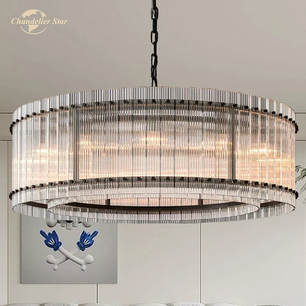 Afralia™ Modern LED Glass Chandelier San Marco Round Pendant Light - Decorative Lighting Fixture