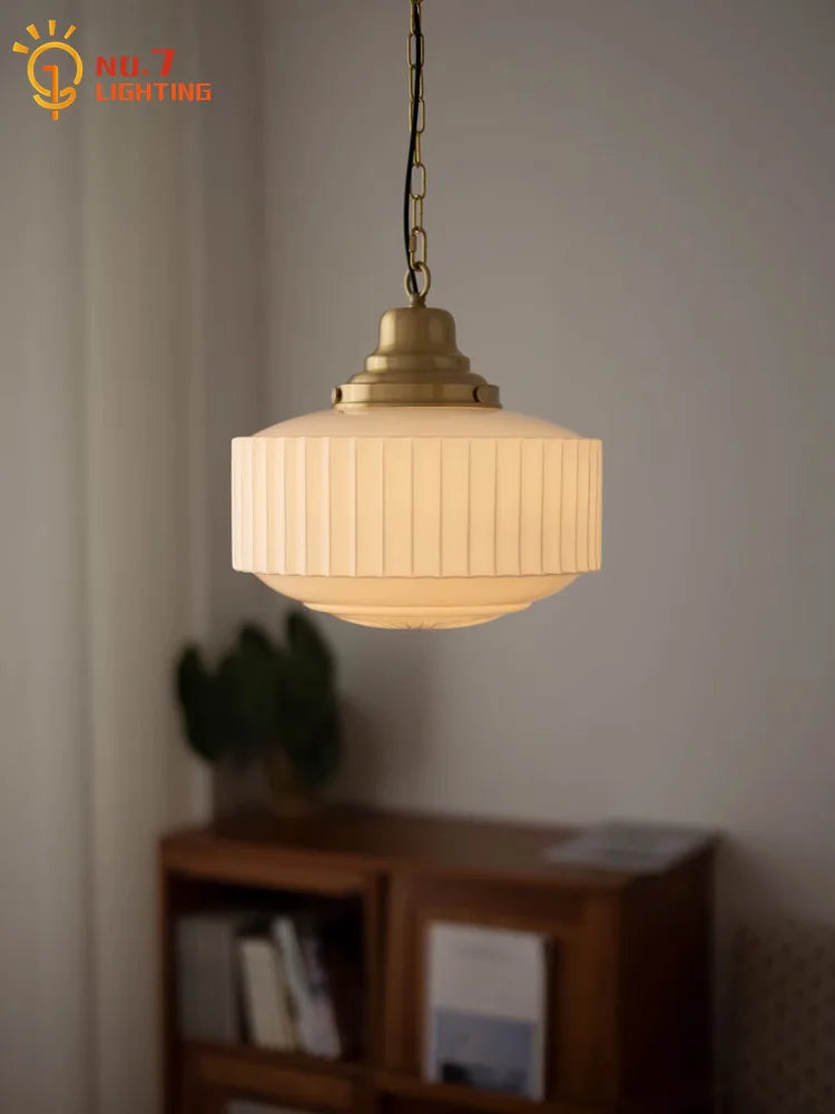 Afralia™ Brass Glass Pendant Lights LED E27 Gold Lustre Ceiling Lamp