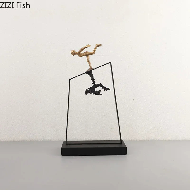 Afralia™ Skating Dancer Cast Iron Sculpture for Desk Decoration and Room Aesthetic