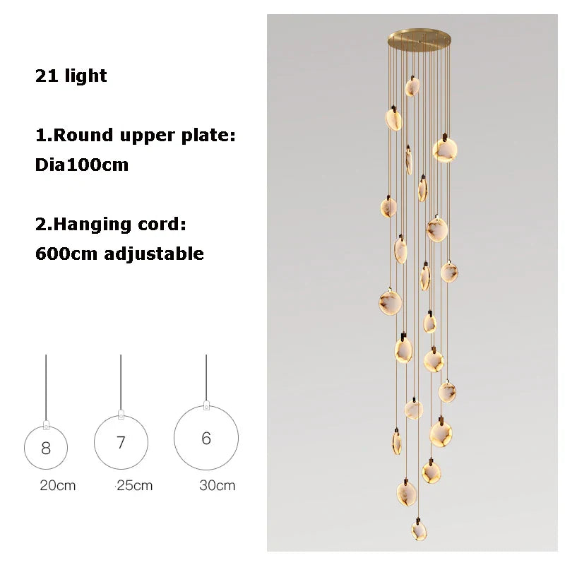 Afralia™ LED Marble Gold Chandelier for Living Room, 2025 Trend Lustre Lighting
