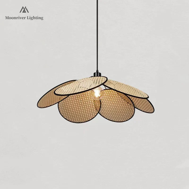 Afralia™ Rattan Chandelier Korean Style Pendant Light for Home Decor and Kitchen