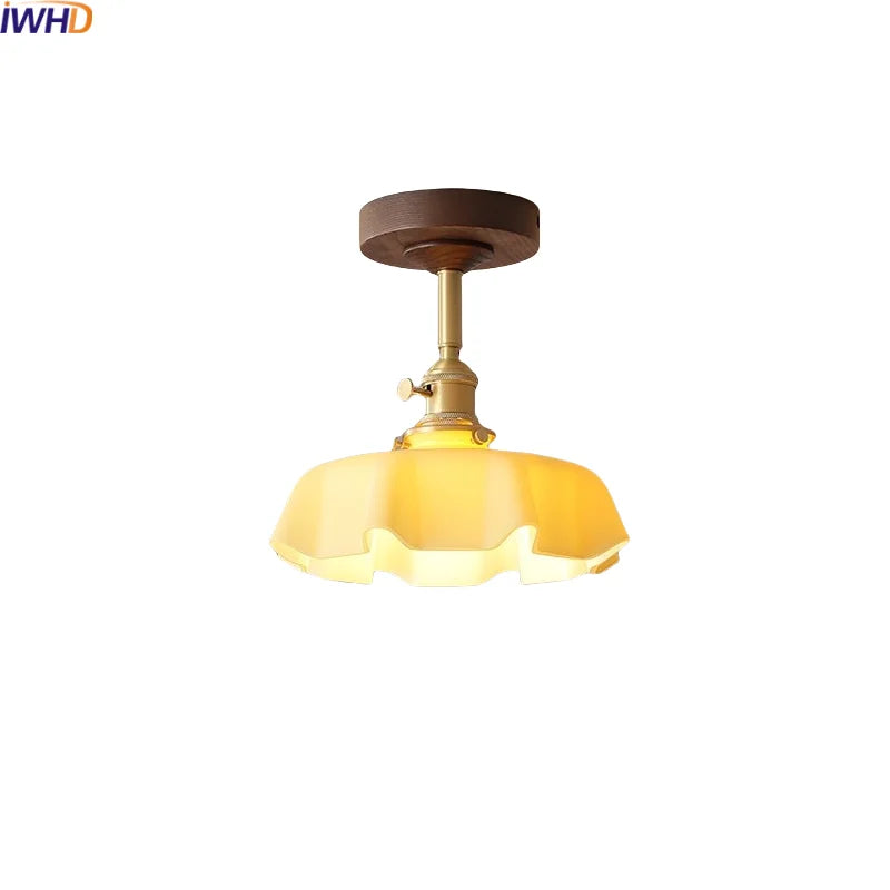 Afralia™ Yellow Glass LED Ceiling Lamp - Modern Nordic Style Lighting Fixtures