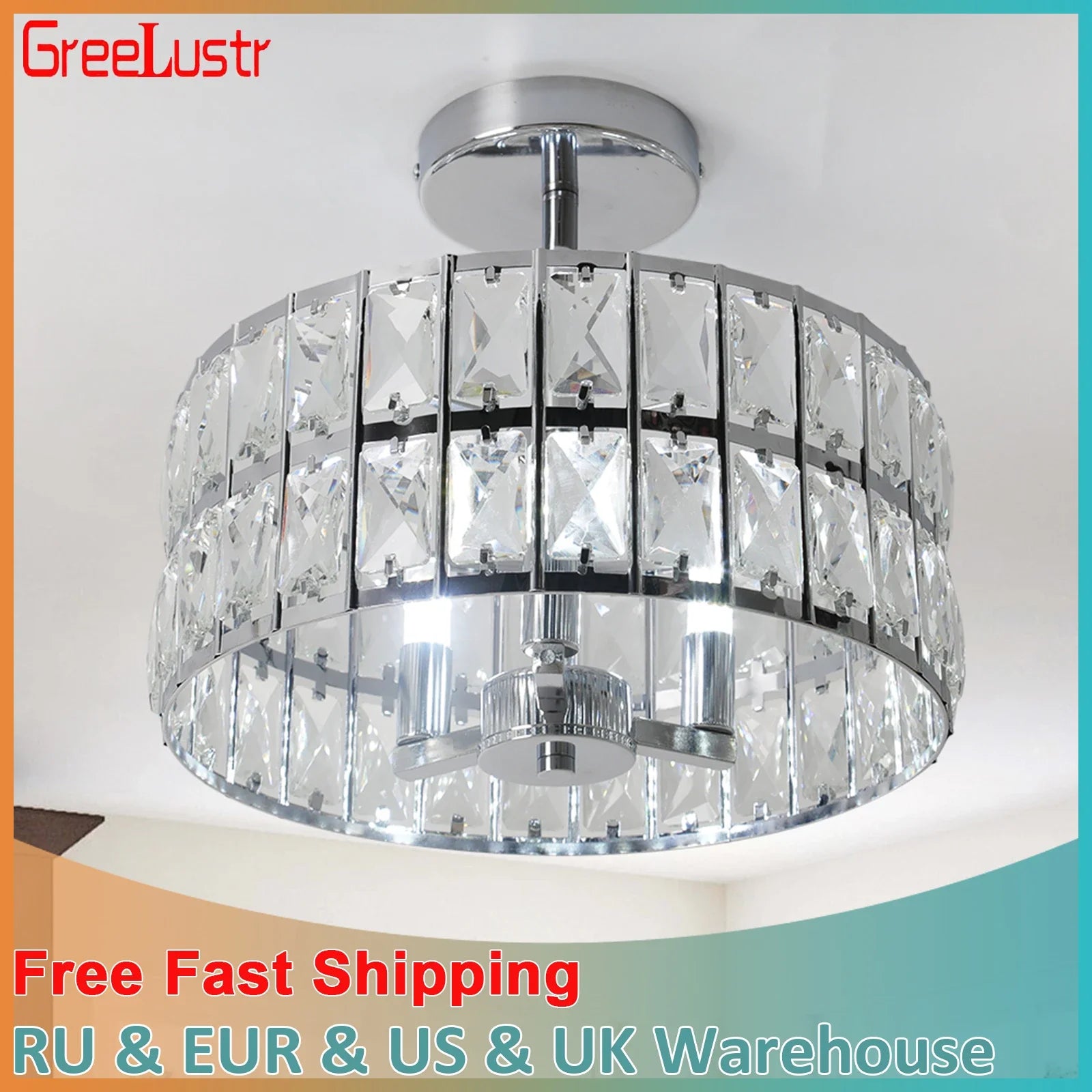 Afralia™ Modern LED Crystal Chandelier Adjustable Pendant Light for Kitchen Island Dining Room